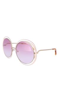 Chloe - CHLOE - Różowe okulary przeciwsłoneczne. Kształt: okrągłe. Kolor: różowy, wielokolorowy, fioletowy. Materiał: materiał #4
