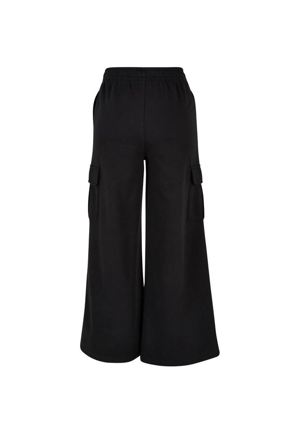 Urban Classics - Spodnie Damskie Frotte Z Wysoką Talią I Szerokimi Nogawkami. Kolor: czarny. Długość: długie