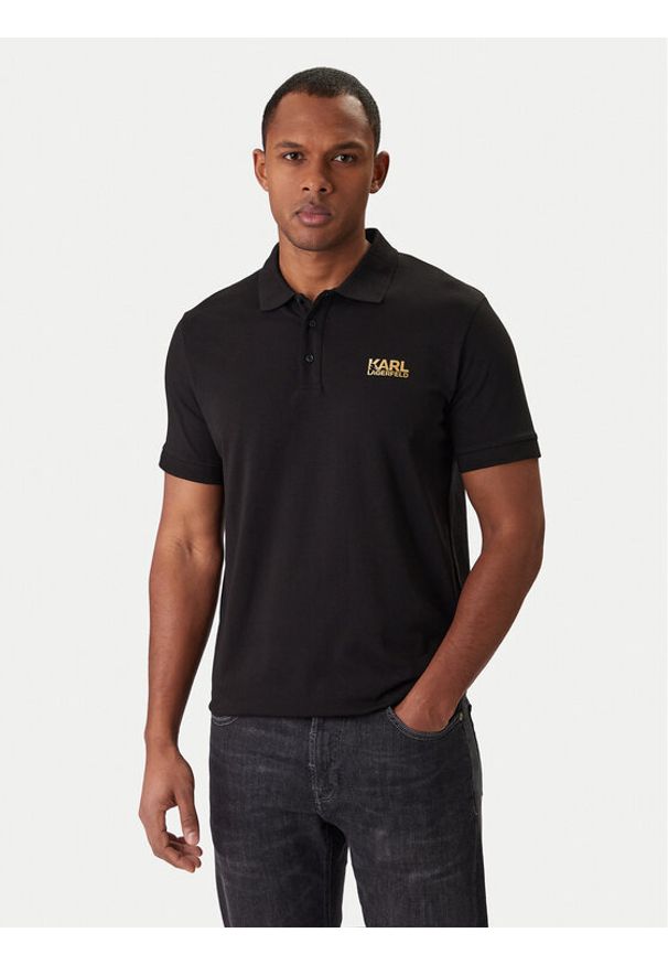 Karl Lagerfeld - KARL LAGERFELD Polo 745780 561235 Czarny Regular Fit. Typ kołnierza: polo. Kolor: czarny. Materiał: bawełna