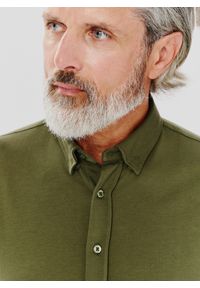 Pako Lorente - PAKO LORENTE – Zielona bawełniana koszula męska. Kolor: beżowy, zielony. Materiał: bawełna. Długość rękawa: długi rękaw. Długość: długie. Wzór: gładki #9