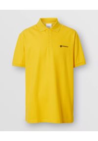Burberry - BURBERRY - Żółta koszulka polo. Typ kołnierza: polo. Kolor: żółty. Wzór: nadruk. Styl: klasyczny