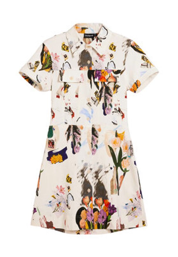Desigual Sukienka koszulowa Fini 26SWVW48 Écru Regular Fit. Kolor: kremowy. Materiał: wiskoza. Typ sukienki: koszulowe