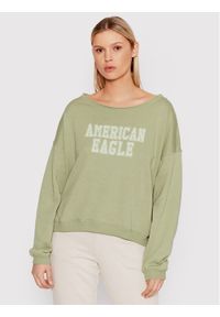 American Eagle Bluza 045-2532-1637 Zielony Oversize. Kolor: zielony. Materiał: bawełna, syntetyk