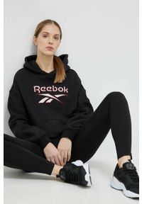 Reebok legginsy sportowe Reebok Identity damskie kolor czarny gładkie. Stan: podwyższony. Kolor: czarny. Materiał: bawełna, skóra, dzianina. Wzór: gładki. Styl: sportowy #4