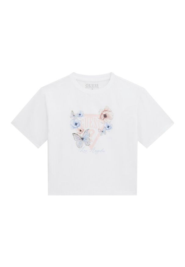 Guess T-Shirt J6RI32 K6YW4 Biały Regular Fit. Kolor: biały. Materiał: bawełna