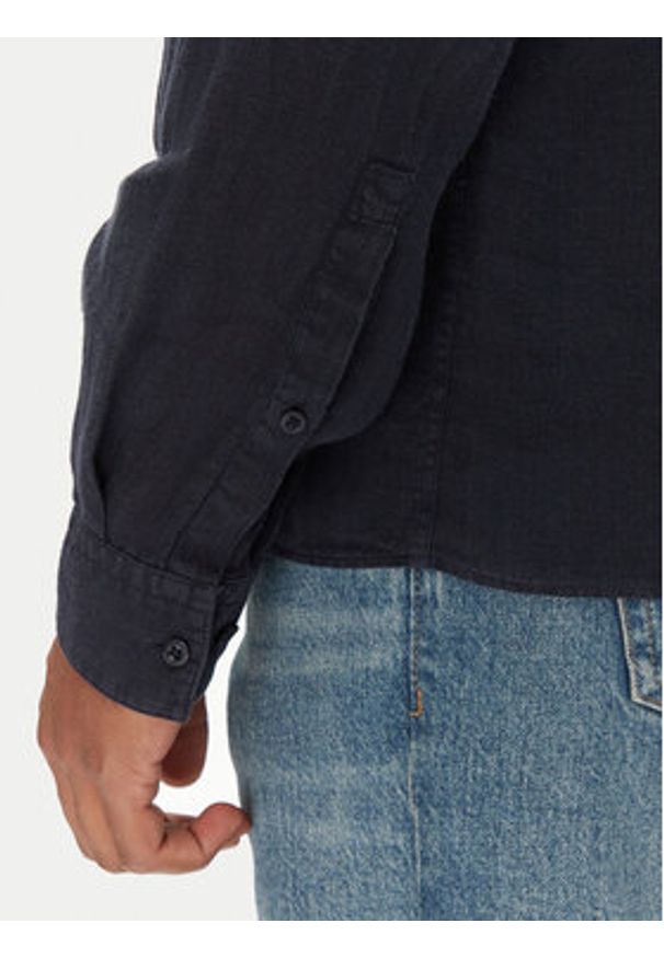 Hugo - HUGO Koszula Elvory 50490740 Granatowy Slim Fit. Kolor: niebieski. Materiał: len