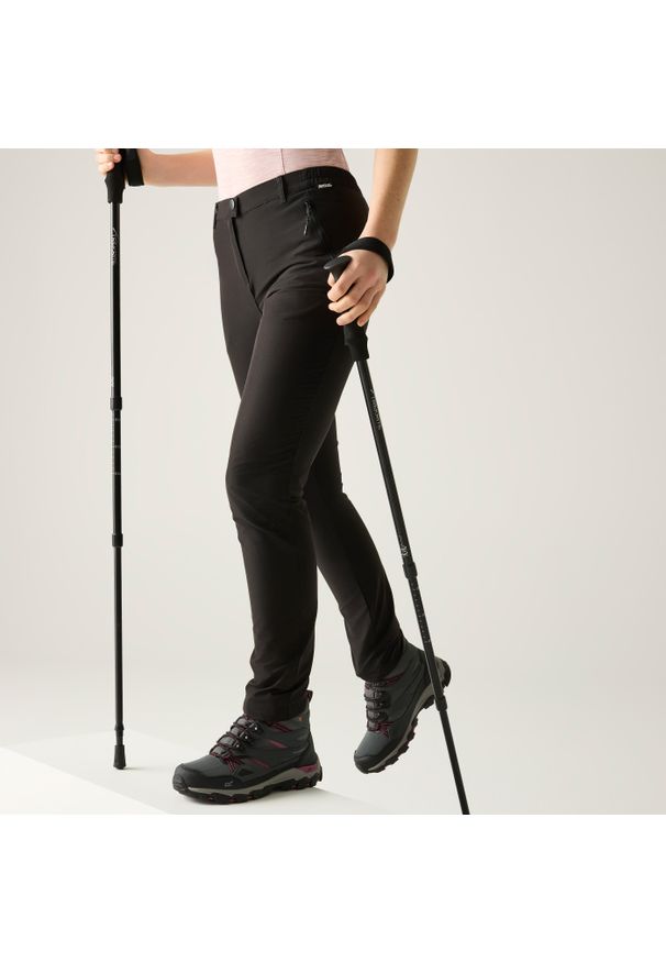 Regatta - Damskie spodnie trekkingowe Highton II. Kolor: czarny. Materiał: materiał. Sezon: lato. Sport: turystyka piesza