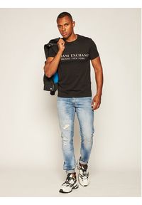 Armani Exchange T-Shirt 8NZT72 Z8H4Z 1200 Czarny Slim Fit. Kolor: czarny. Materiał: bawełna