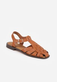 Renee - Jasnobrązowe Sandały VICES z Przeplatanymi Paseczkami i Klamerką Metiphia. Okazja: na co dzień. Zapięcie: pasek. Kolor: brązowy. Wzór: nadruk. Sezon: lato. Styl: casual, elegancki #6