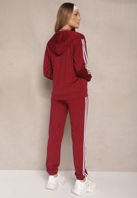Renee - Bordowy Komplet Dresowy Rozpinana Bluza z Kapturem i Spodnie Osivisa. Kolor: czerwony. Materiał: dresówka. Wzór: aplikacja. Sport: turystyka piesza #4