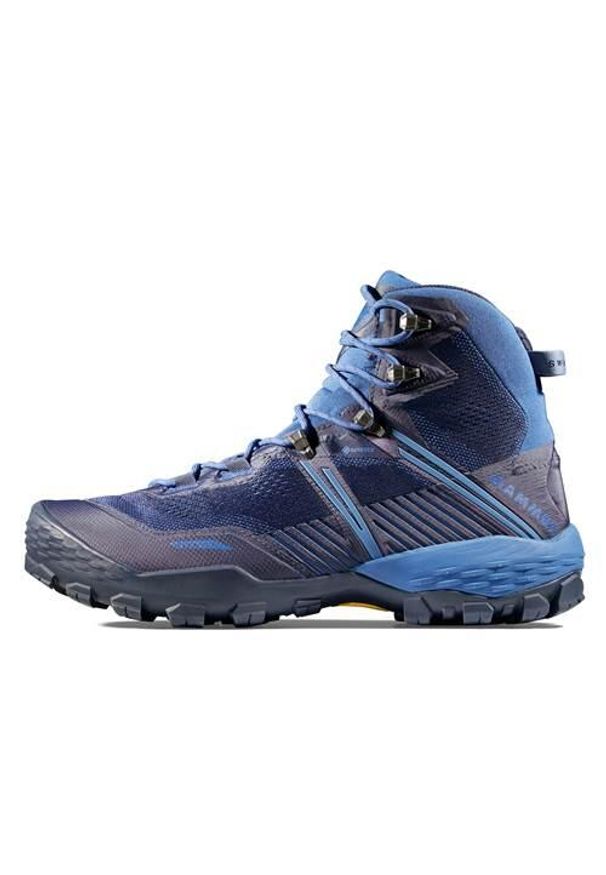 Buty trekkingowe męskie Mammut Ducan Ii High Gtx. Wysokość cholewki: za kostkę. Kolor: niebieski, wielokolorowy. Materiał: materiał, syntetyk. Szerokość cholewki: normalna. Sport: turystyka piesza
