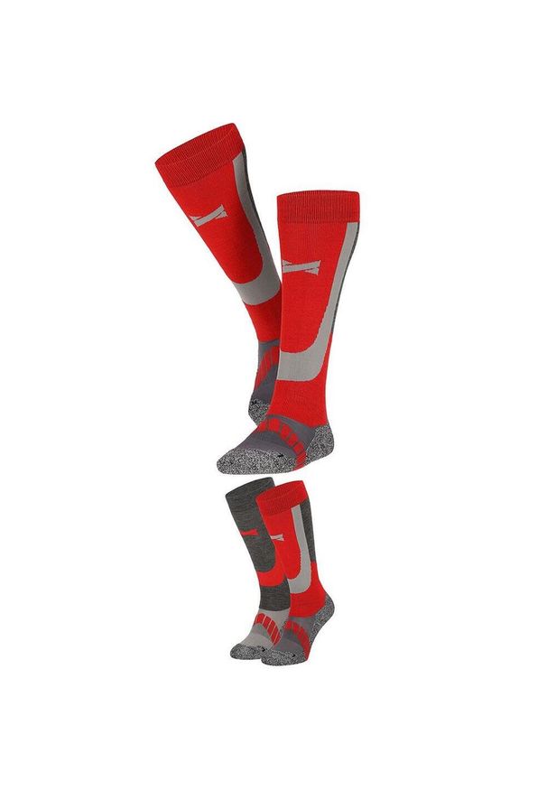 XTREME SOCKSWEAR - Skarpety narciarskie Xtreme, 2 par, Multi Czerwony. Kolor: czerwony. Sport: narciarstwo