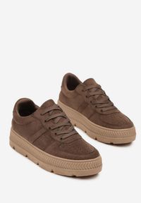 Born2be - Brązowe Sneakersy Vices na Grubej Tłoczonej Podeszwie Alerrive. Okazja: do pracy, na co dzień. Kolor: brązowy