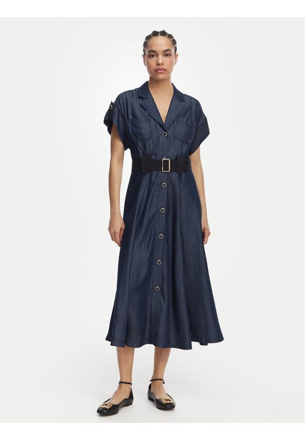 Liu Jo Sukienka koszulowa UA6315 D0335 Granatowy A-Line Fit. Kolor: niebieski. Materiał: lyocell. Typ sukienki: koszulowe