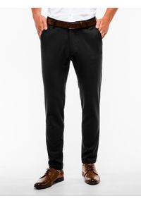Ombre Clothing - Spodnie męskie chino P832 - czarne - M. Kolor: czarny. Materiał: tkanina, poliester, elastan, wiskoza. Styl: klasyczny, elegancki #7