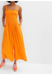 bonprix - Kombinezon z lejącej wiskozy. Kolor: pomarańczowy. Materiał: wiskoza. Sezon: lato #3