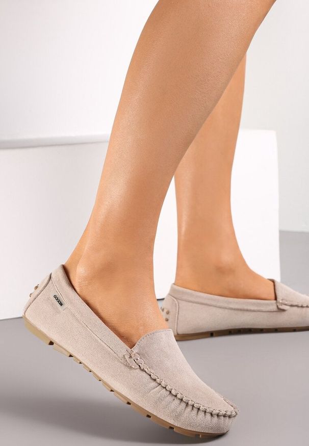 Born2be - Beżowe Mokasyny Elvire. Zapięcie: bez zapięcia. Kolor: beżowy. Materiał: skóra, jeans. Styl: klasyczny, elegancki
