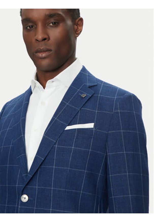 BOSS Marynarka H-Hutson-233 50540502 Niebieski Slim Fit. Kolor: niebieski. Materiał: len, wiskoza