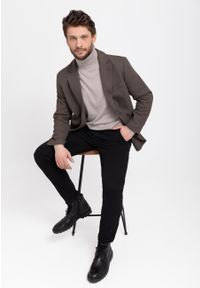 Volcano - Jednorzędowa marynarka JB-ELON. Okazja: na co dzień. Kolor: brązowy. Materiał: dzianina, materiał. Styl: klasyczny, casual #1