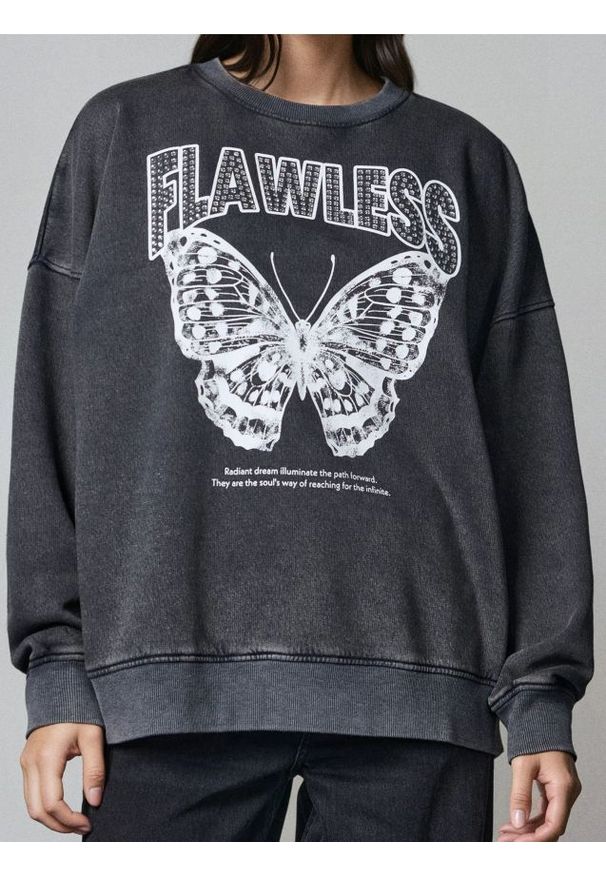 Sinsay - Bluza crewneck - szary. Kolor: szary