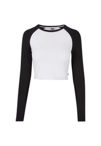 Damska ekologiczna koszulka crop z długim rękawem Urban Classics Retro Baseball. Kolor: czarny, biały, wielokolorowy. Materiał: bawełna. Długość rękawa: długi rękaw. Długość: długie. Styl: retro #1