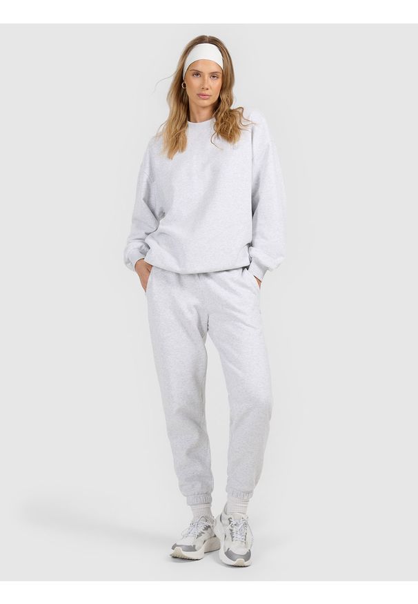 4f - 4F Spodnie dresowe joggery damskie - szare L. Stan: podwyższony. Kolor: szary. Materiał: dresówka. Długość: długie
