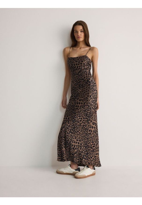 Reserved - Sukienka maxi z wiskozy - wielobarwny. Materiał: wiskoza. Długość: maxi