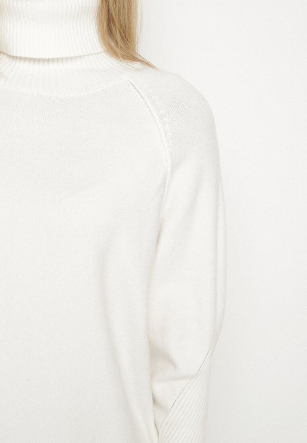 Born2be - Biały Klasyczny Golf z Dodatkiem Kaszmiru Zoirmosa. Okazja: do pracy, na co dzień, na spotkanie biznesowe. Typ kołnierza: golf. Kolor: biały. Materiał: kaszmir. Długość rękawa: długi rękaw. Długość: długie. Styl: klasyczny