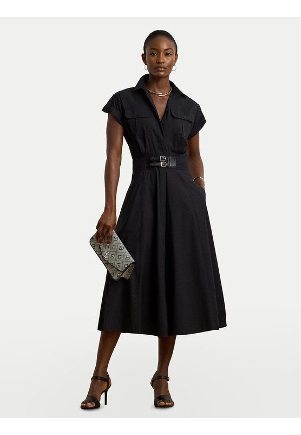 Lauren Ralph Lauren - LAUREN RALPH LAUREN Sukienka koszulowa 200973594001 Czarny Regular Fit. Kolor: czarny. Materiał: wiskoza. Typ sukienki: koszulowe