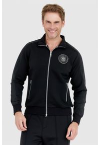 La Martina - LA MARTINA Czarna bluza męska na zamek z okrągłym logo, Rozmiar XL. Kolor: czarny #1