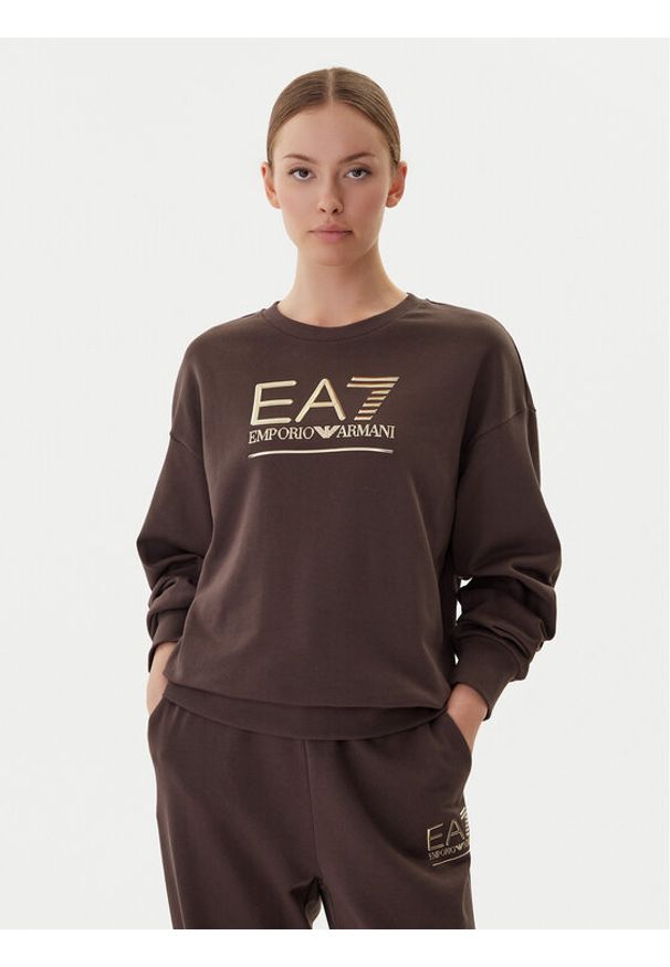 EA7 Emporio Armani Bluza 7W000416 AF12473 U6063 Brązowy Relaxed Fit. Kolor: brązowy. Materiał: bawełna