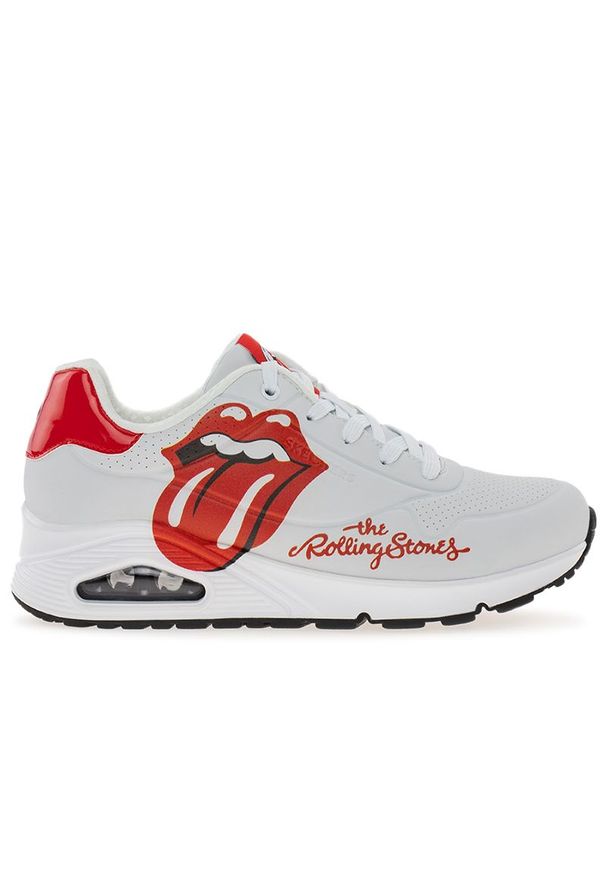 skechers - Buty Skechers Uno Rolling Stones Single 177965WRD - białe. Zapięcie: sznurówki. Kolor: biały. Materiał: skóra, syntetyk, guma. Szerokość cholewki: normalna. Wzór: gładki