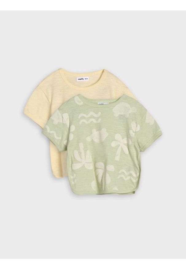 Sinsay - Koszulki z miękkiego dżerseju o nierównym włóknie 2 pack - zielony. Kolor: zielony. Materiał: włókno, jersey