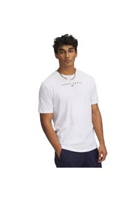 Under Armour - Męska Koszulka Z Krótkim Rękawem Stacked Logo. Kolor: biały. Długość rękawa: krótki rękaw. Długość: krótkie. Sport: turystyka piesza