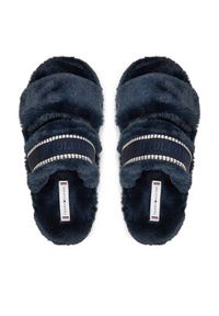 TOMMY HILFIGER - Tommy Hilfiger Kapcie Fur Basics Slipper FW0FW08343 Granatowy. Kolor: niebieski. Materiał: materiał #4