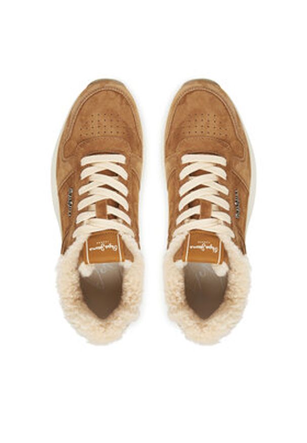 Pepe Jeans Sneakersy Kimi Block W PLS600022 Brązowy. Kolor: brązowy. Materiał: skóra, zamsz