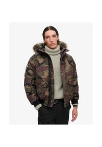 Superdry - Kurtka Bomber z Ekologicznej Futrzanej Wstawki Everest. Kolor: wielokolorowy, brązowy, zielony. Materiał: futro. Długość rękawa: długi rękaw #1