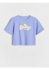 Reserved - T-shirt z wypukłym nadrukiem - jasnoniebieski. Kolor: niebieski. Materiał: bawełna, dzianina. Wzór: nadruk