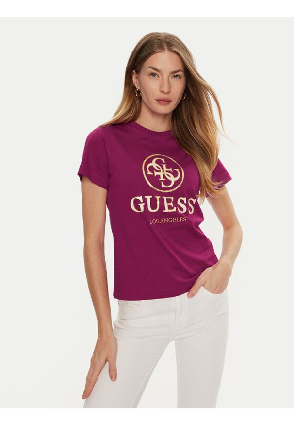 Guess T-Shirt V4BI00 I3Z14 Różowy Regular Fit. Kolor: różowy. Materiał: bawełna