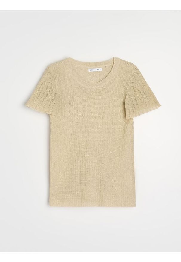 Sinsay - Swetrowa bluzka z metalizowaną nicią i wiskozą - złoty. Kolor: złoty. Materiał: wiskoza