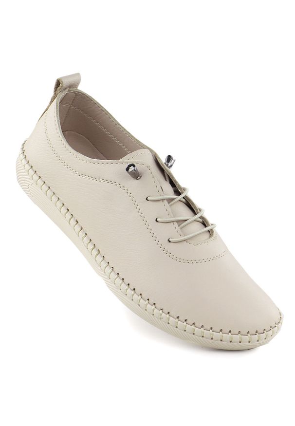 Skórzane półbuty damskie beżowe T.Sokolski 2023 FL. Kolor: beżowy. Materiał: skóra