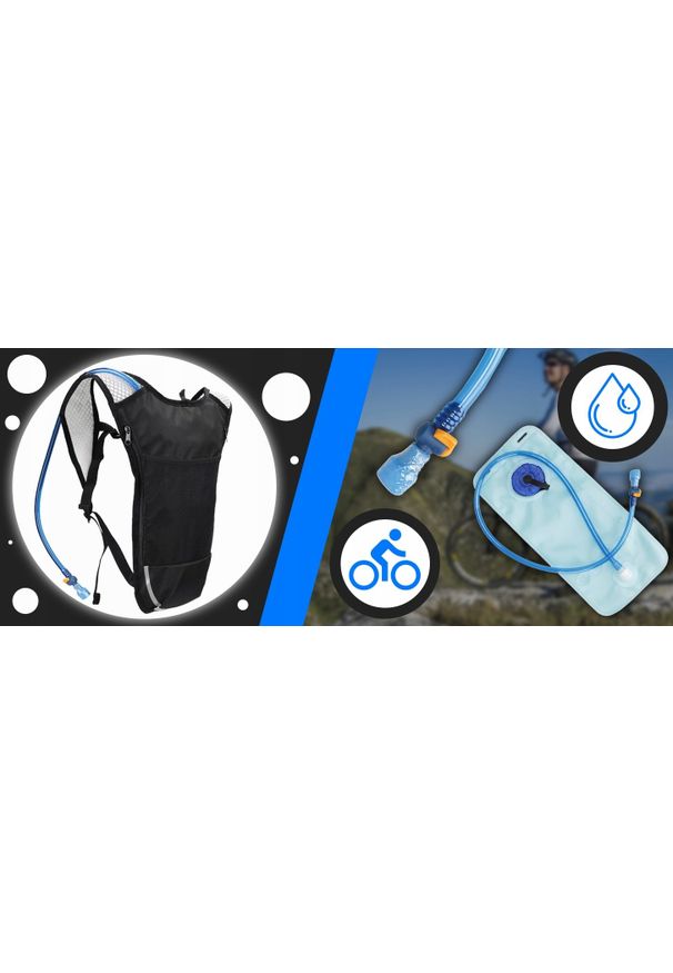 Retoo PLECAK ROWEROWY Z BUKŁAKIEM 2L TURYSTYCZNY LEKKI CZARNY. Kolor: czarny