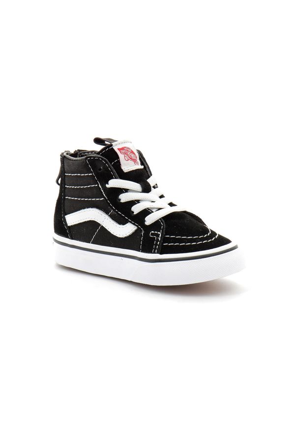 Buty Vans Sk8-Hi Czarny Biały. Okazja: na co dzień. Zapięcie: zamek. Kolor: czarny. Materiał: skóra, zamsz. Model: Vans SK8. Sport: fitness