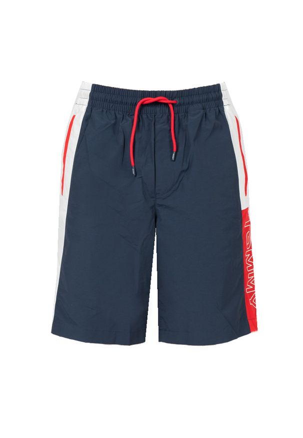 TOMMY HILFIGER - Tommy Jeans Szorty | DM0DM13220 | Mężczyzna | Biały, Czerwony, Granatowy. Kolor: niebieski, czerwony, biały, wielokolorowy. Materiał: bawełna, poliamid. Wzór: nadruk, aplikacja