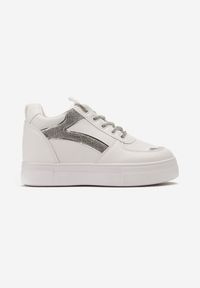 Born2be - Białe Sneakersy Veradisa. Zapięcie: sznurówki. Kolor: biały. Materiał: skóra ekologiczna. Wzór: aplikacja, gładki. Obcas: na koturnie #2