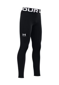 Legginsy treningowe chłopięce Under Armour Boys' ColdGear® Leggings - czarne. Kolor: czarny. Materiał: elastan, materiał, poliester. Wzór: gładki. Sezon: zima. Sport: fitness