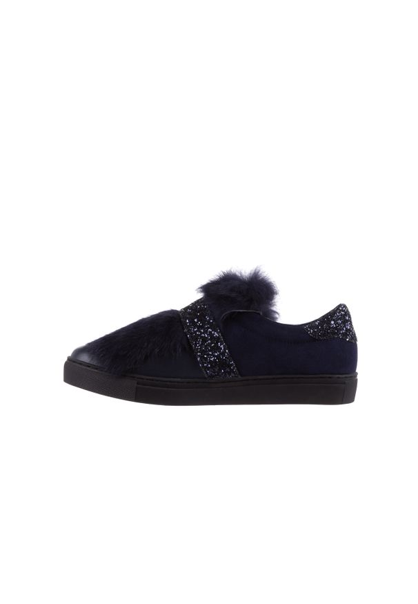 Trampki Bayla-018 SW-1713 Navy, Granat, Skóra naturalna. Zapięcie: rzepy. Materiał: skóra. Wzór: aplikacja. Styl: sportowy