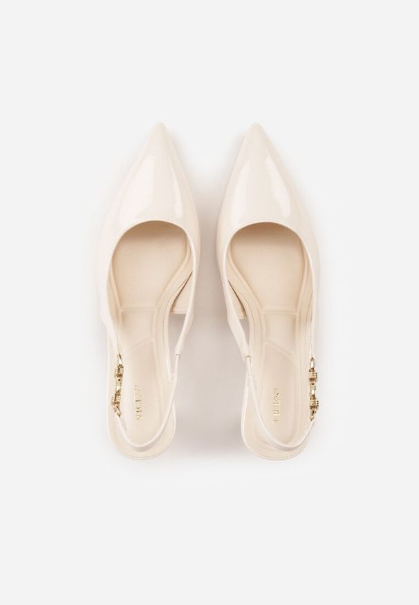 Renee - Beżowe Eleganckie Szpilki Slingback VICES z Ozdobną Aplikacją przy Pasku Natera. Zapięcie: pasek. Kolor: beżowy. Wzór: aplikacja. Obcas: na szpilce. Styl: elegancki. Wysokość obcasa: średni