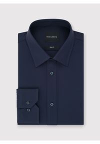 Pako Lorente - PAKO LORENTE – Granatowa koszula męska. Typ kołnierza: kołnierzyk klasyczny. Kolor: niebieski. Materiał: nylon, elastan. Długość rękawa: długi rękaw. Długość: długie. Styl: klasyczny #10