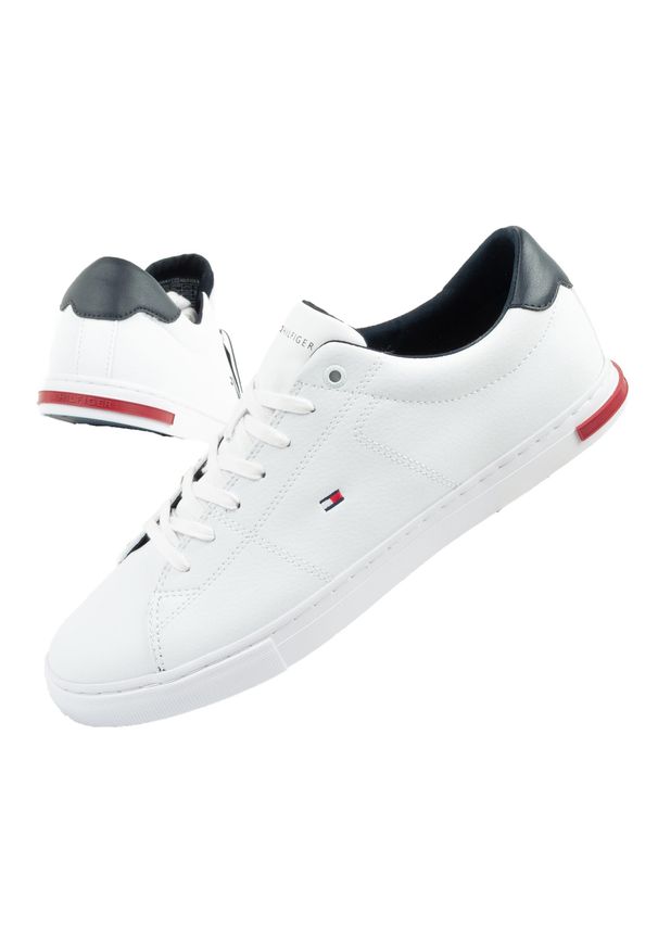 TOMMY HILFIGER - Buty sportowe męskie trampki Tommy Hilfiger Essential skóra. Kolor: biały. Materiał: skóra